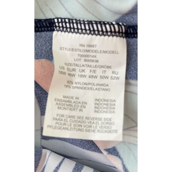 Swim Solutions Navy Multi‎ Plus Size Printed Double Strap Tankini Size 16W $79 - Picture 5 of 5